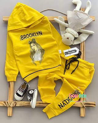 Miniapple Büyük Yaş Brooklyn Baskılı Kapüşonlu 2’li Çocuk Takımı