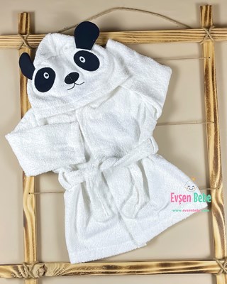 Miniapple Panda Nakışlı Bebek Bornozu