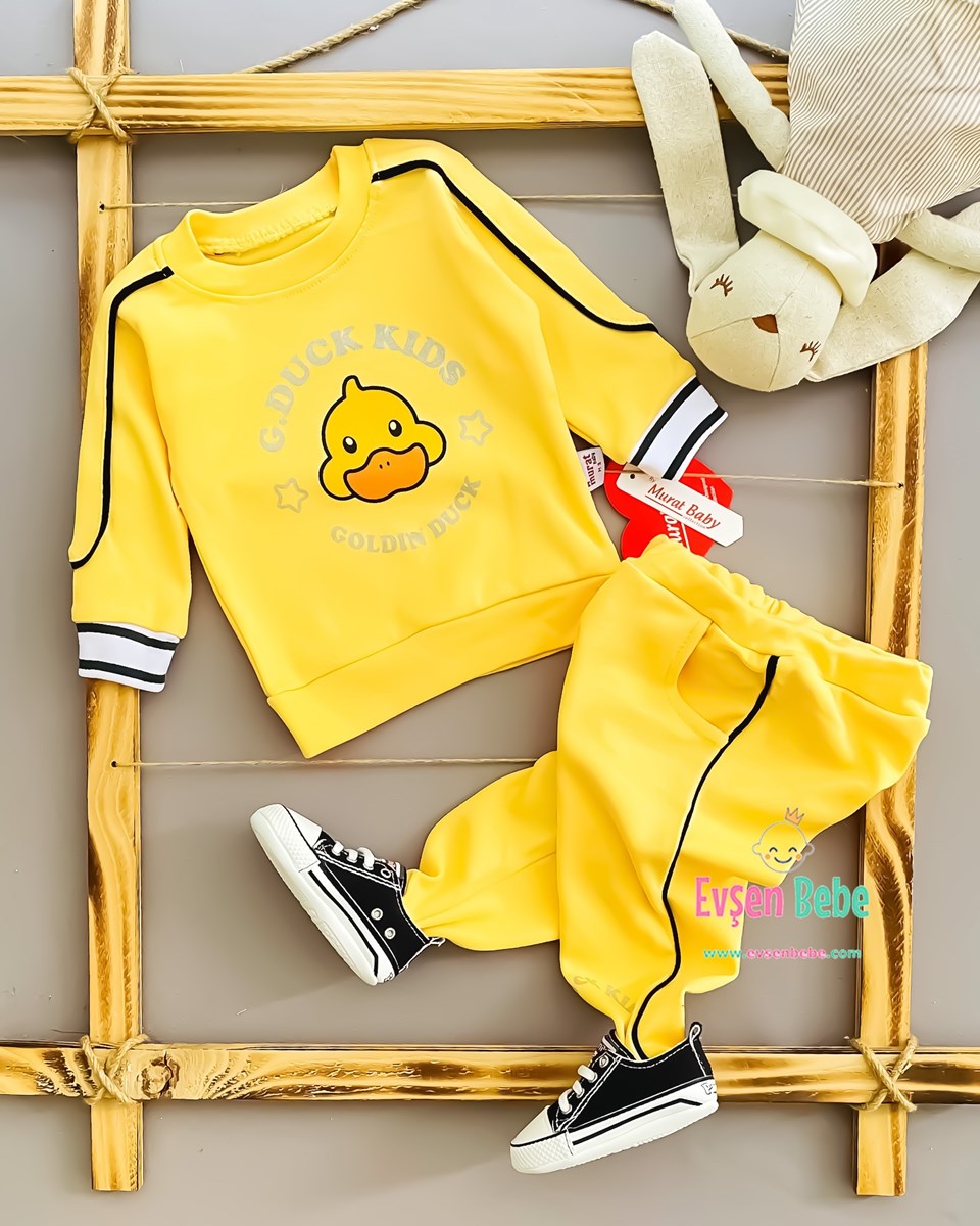 Miniapple Duck Kids Baskılı 2’li Bebek Takımı - Sarı