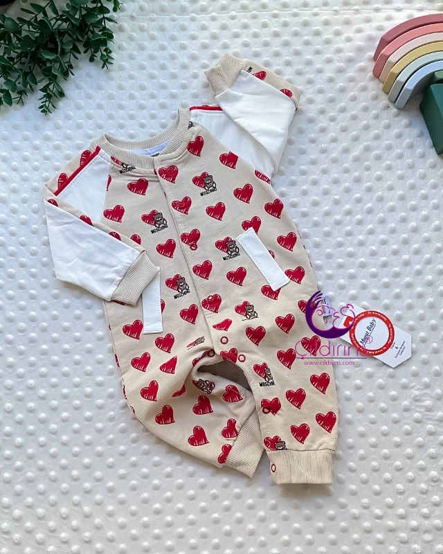Miniapple Kalpli Moşino Çıtçıtlı Bebek Tulumu - GRİ