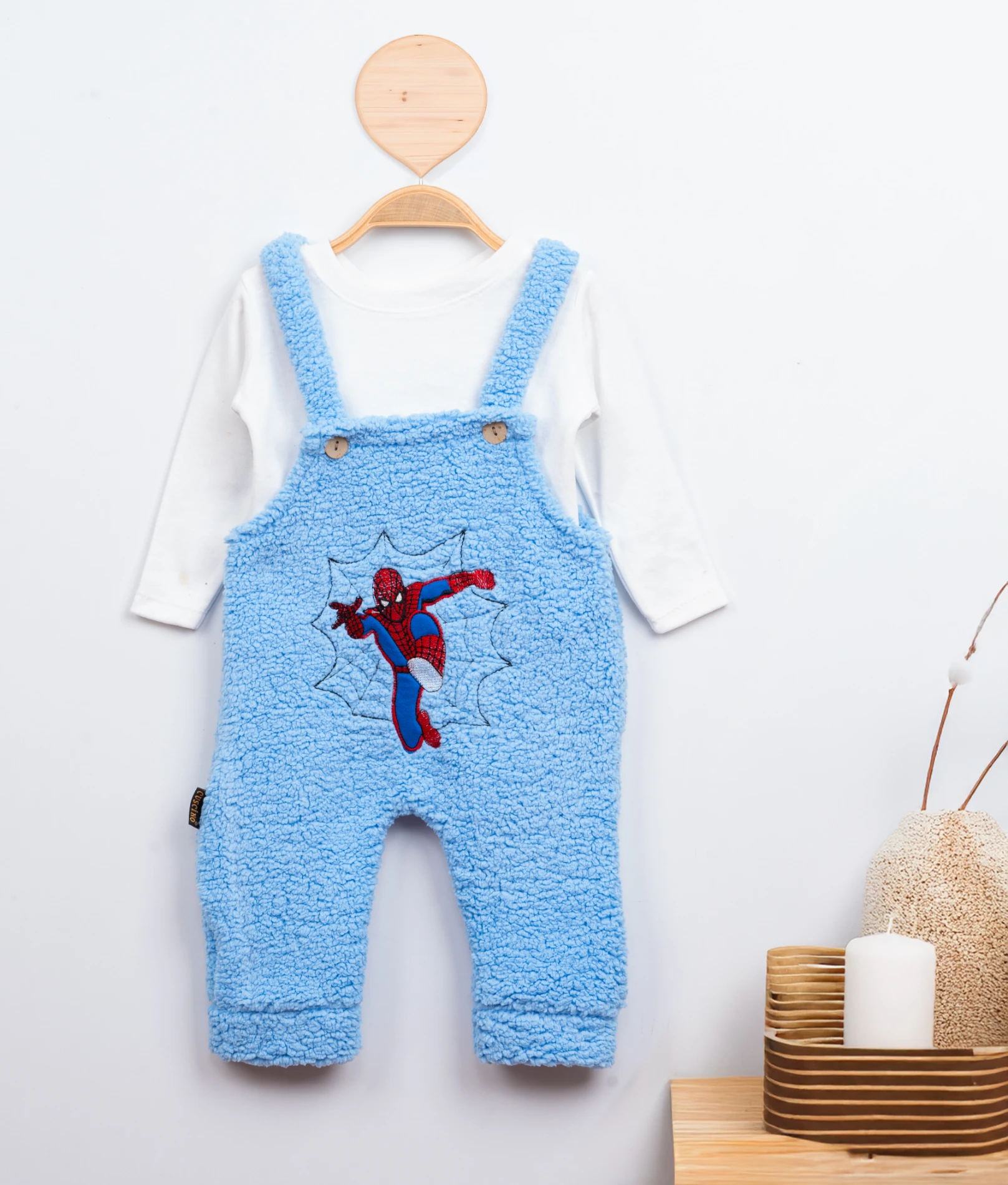 Cuscino Welsoft Salopetli Spiderrman Nakışlı Badili Bebek Tulum