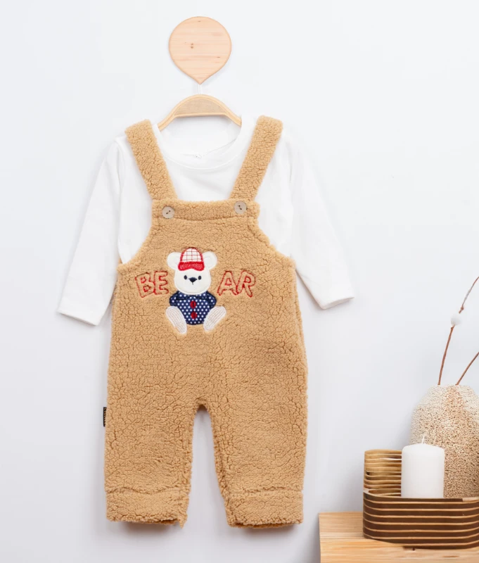 Cuscino Welsoft Salopetli Bear Nakışlı Badili Bebek Tulum