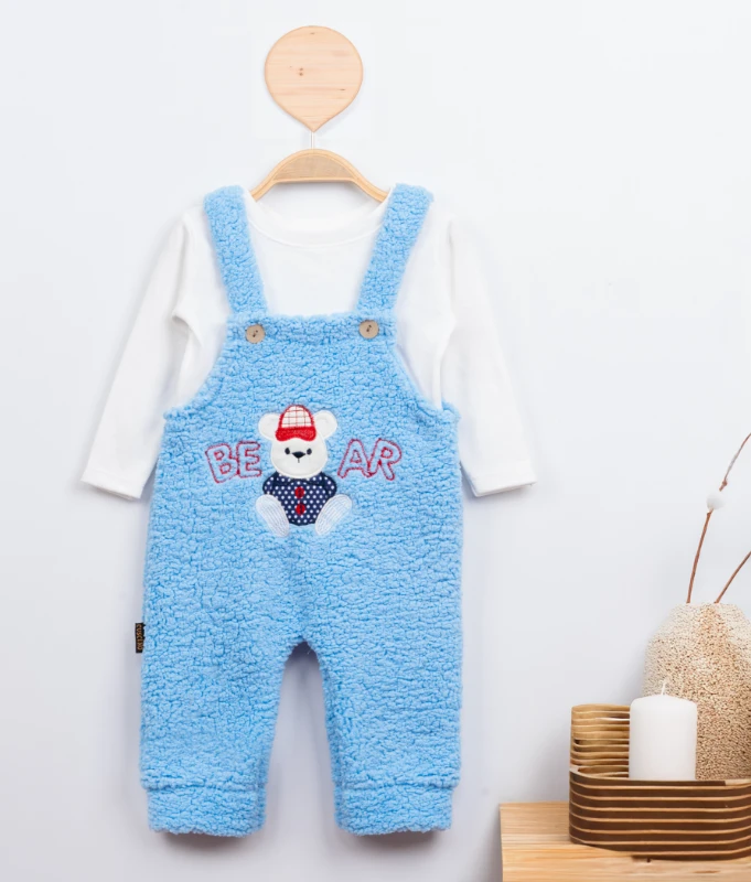 Cuscino Welsoft Salopetli Bear Nakışlı Badili Bebek Tulum