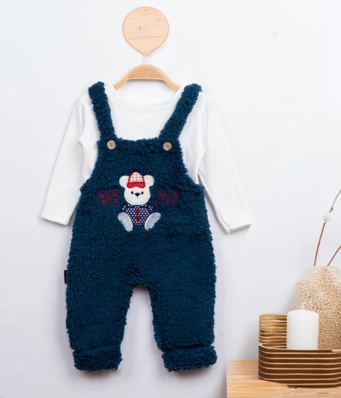 Cuscino Welsoft Salopetli Bear Nakışlı Badili Bebek Tulum