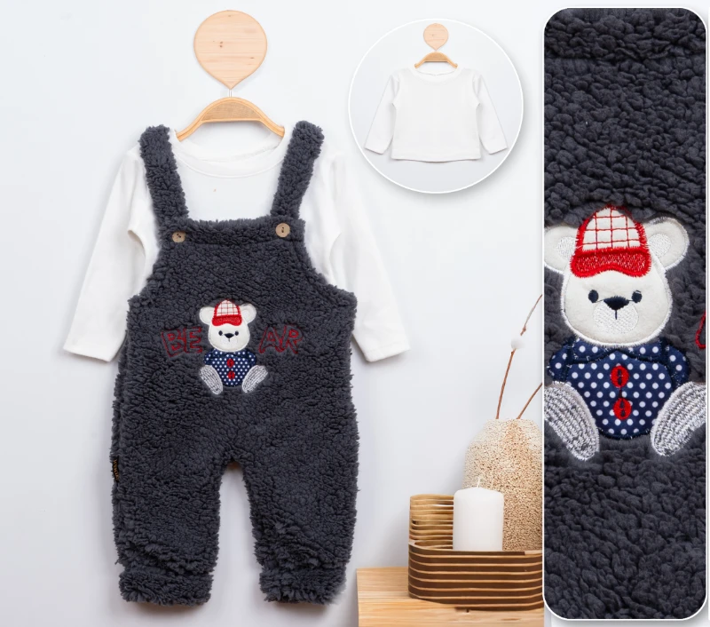 Cuscino Welsoft Salopetli Bear Nakışlı Badili Bebek Tulum