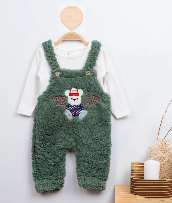 Cuscino Welsoft Salopetli Bear Nakışlı Badili Bebek Tulum