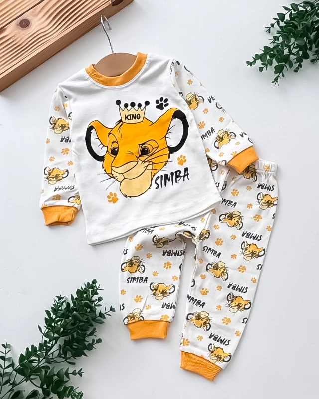 Süpermini Sevimli Aslan Baskılı 2’li Bebek Pijama Takımı