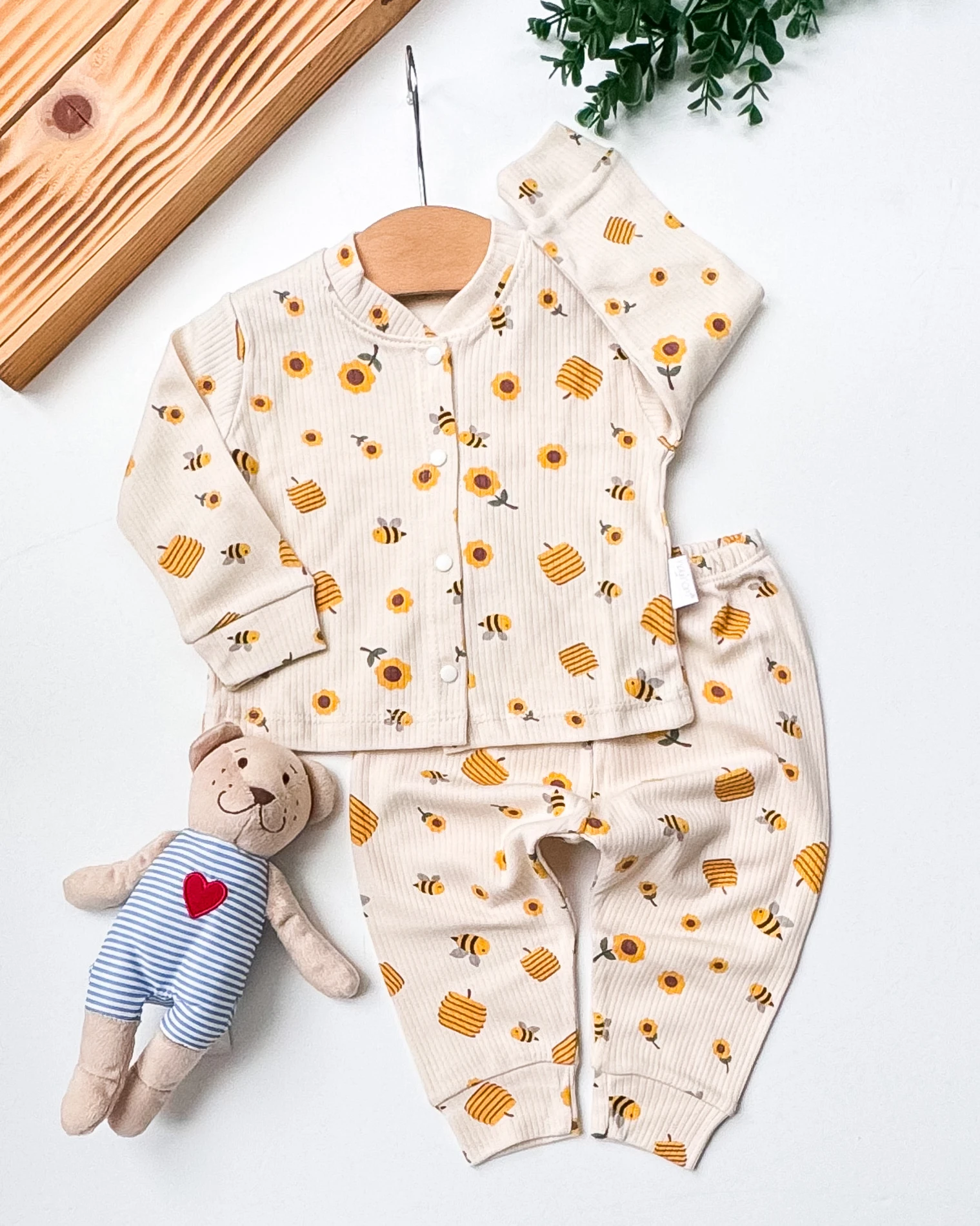 Nayinom Arılar Baskılı 2’li Bebek Pijama Takım -