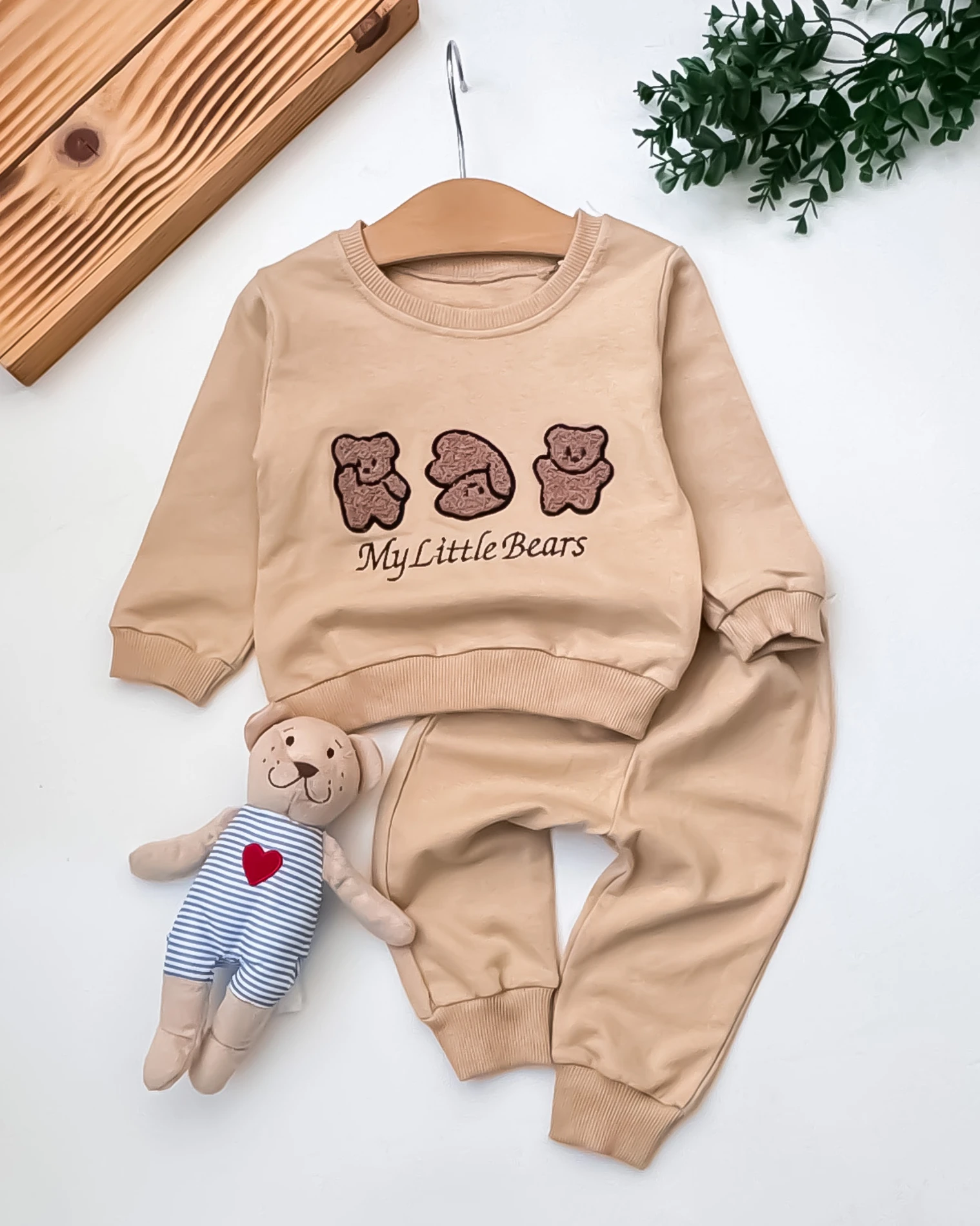 Pccl My Littke Bears Nakışlı 3’lü Bebek Takım - BEJ