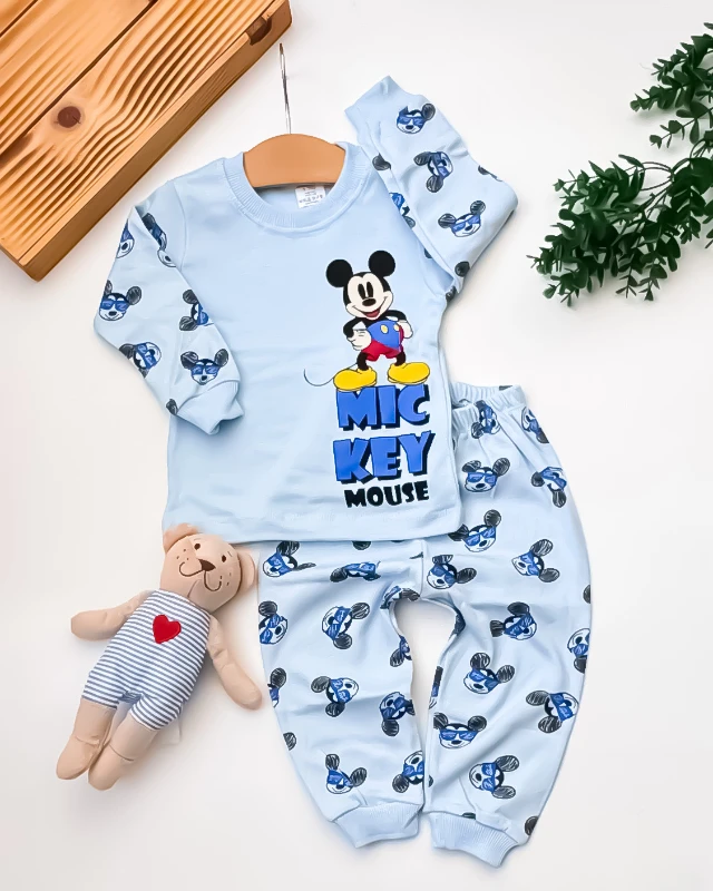 Süpermini Miki Baskılı 2’li Bebek Pijama Takımı