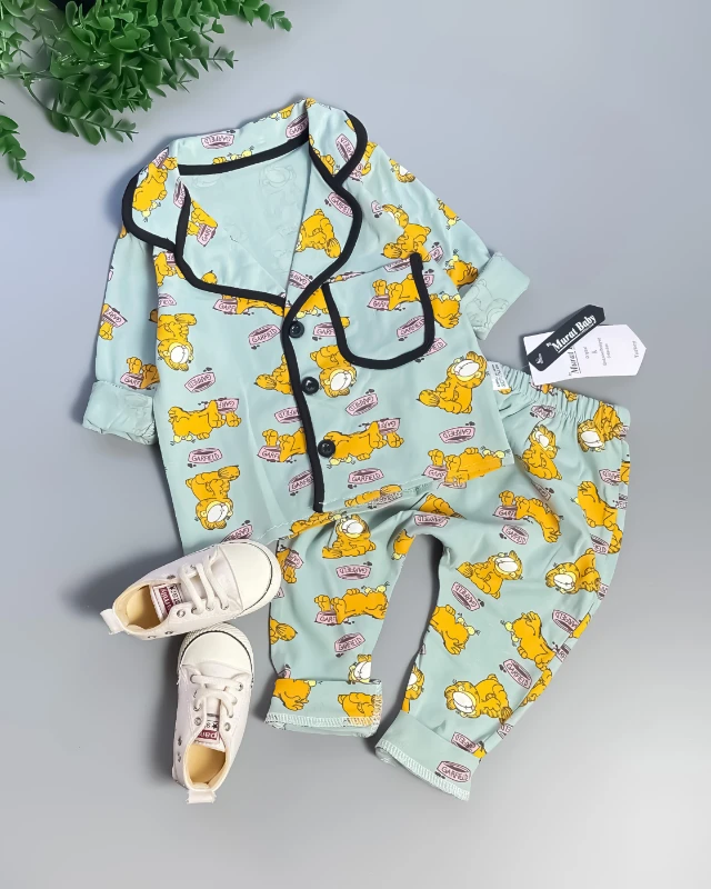 Miniapple Garffieldd Baskılı 2’li Bebek Pijama Takımı - YEŞİL