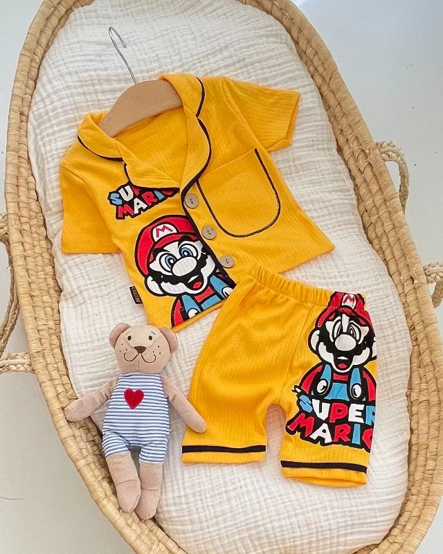 Cuscino Yazlık Super Mario Baskılı 2’li Pijama Takımı