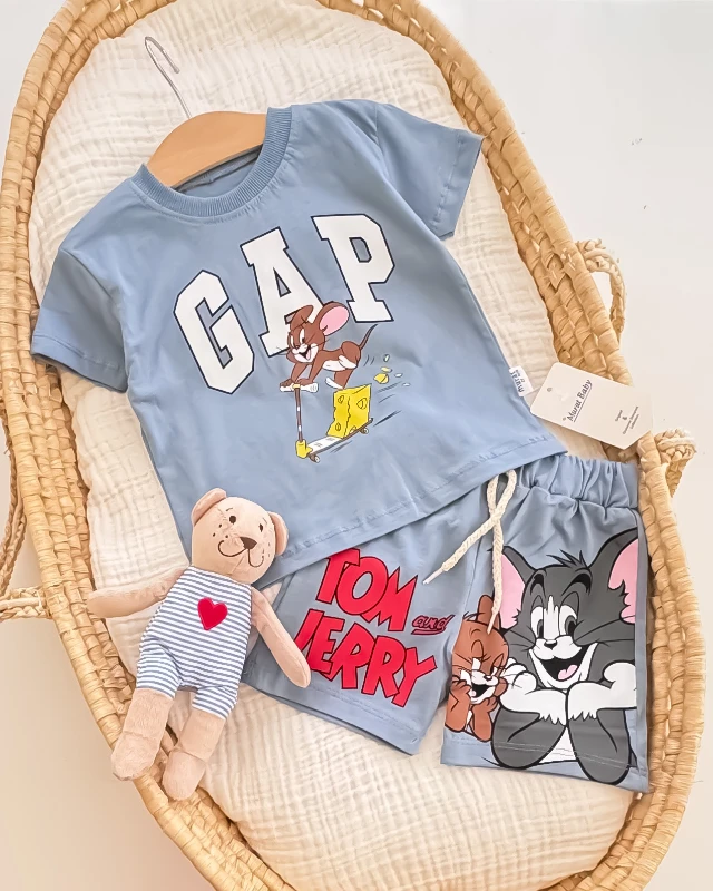 Miniapple Yazlık Büyük Yaş Gapp Tomm ve Jery Baskılı 2’li Çocuk Takımı
