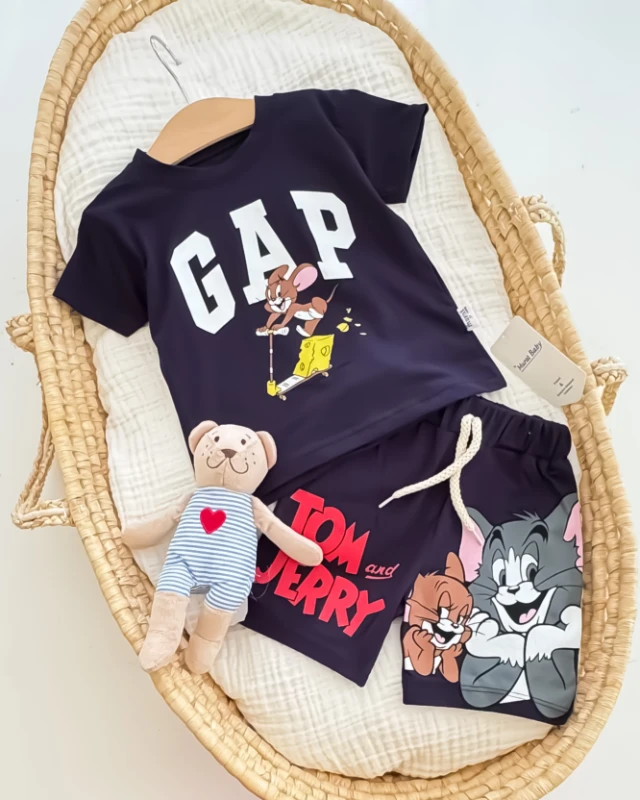 Miniapple Yazlık Büyük Yaş Gapp Tomm ve Jery Baskılı 2’li Çocuk Takımı