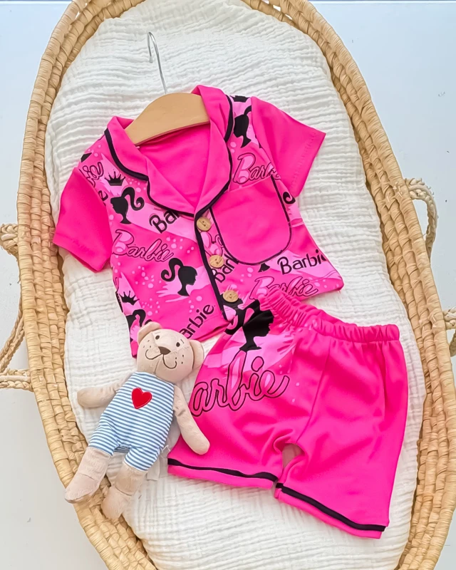 Cuscino Yazlık Barbii Baskılı 2’li Pijama Takımı