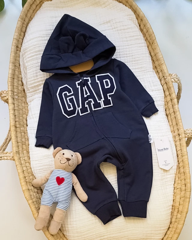 Miniapple Gapp Nakışlı Kapüşonlu Bebek Tulumu