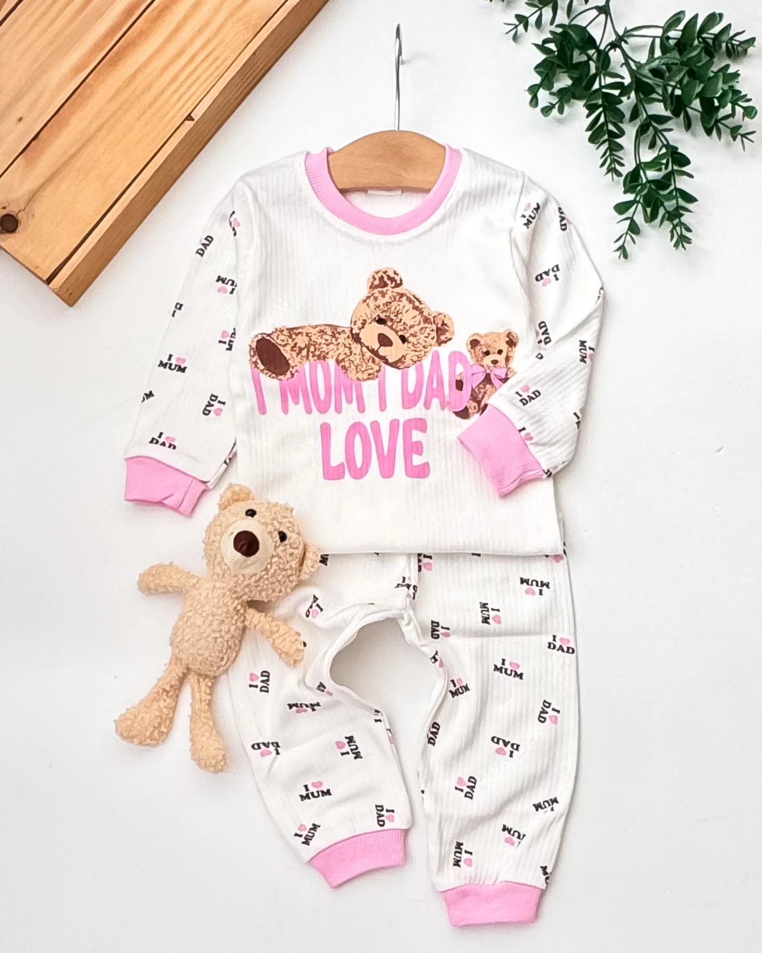 Süpermini I Love Mom&Dad Baskılı 2’li Bebek Pijama Takımı