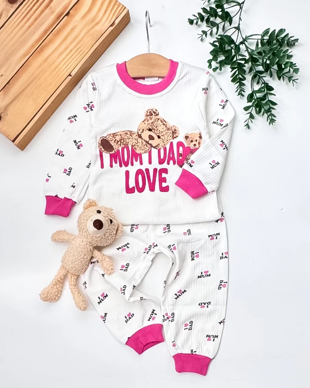 Süpermini I Love Mom&Dad Baskılı 2’li Bebek Pijama Takımı