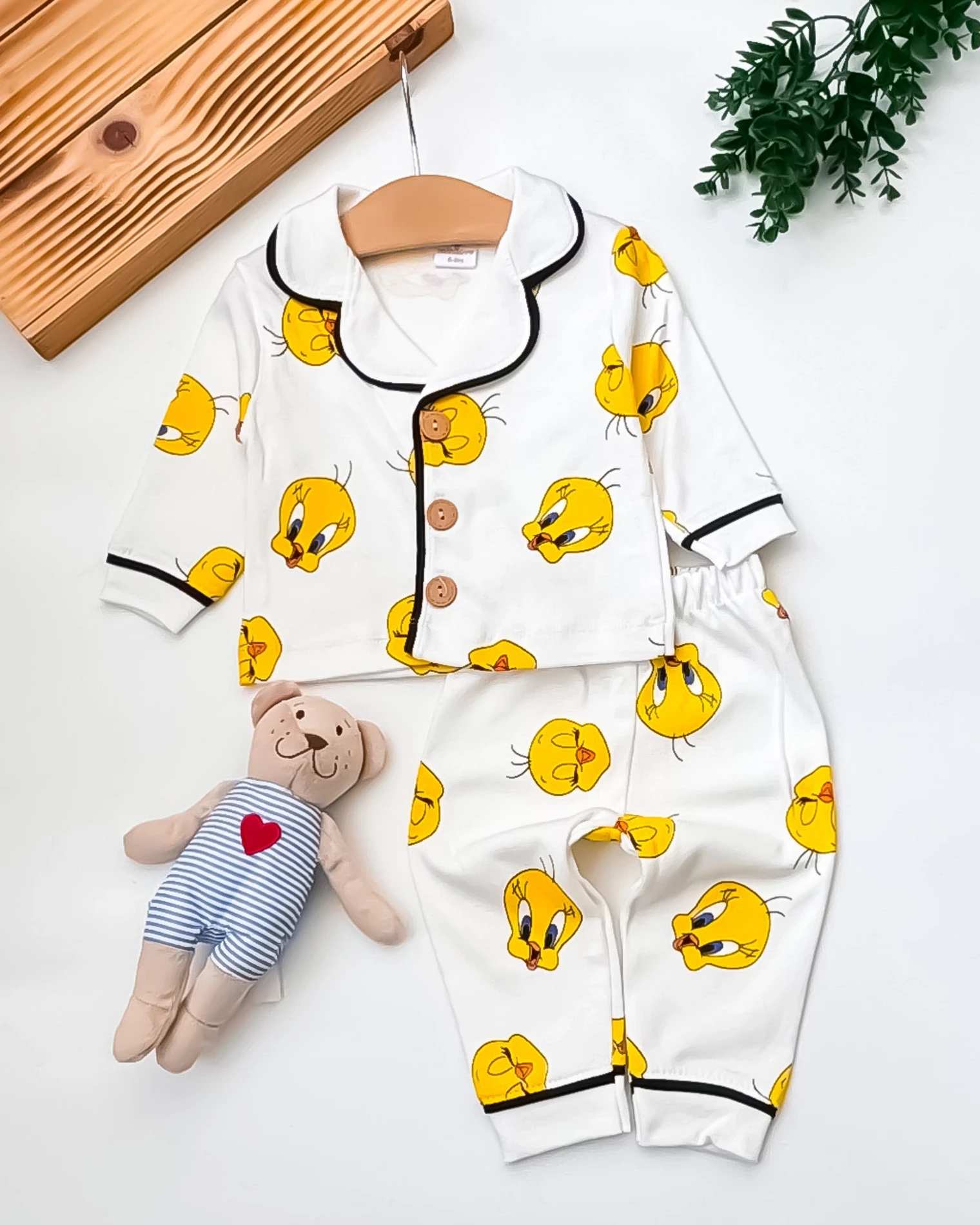 Minilove Tiviti Desenli 2’li Bebek Pijama Takım - Beyaz