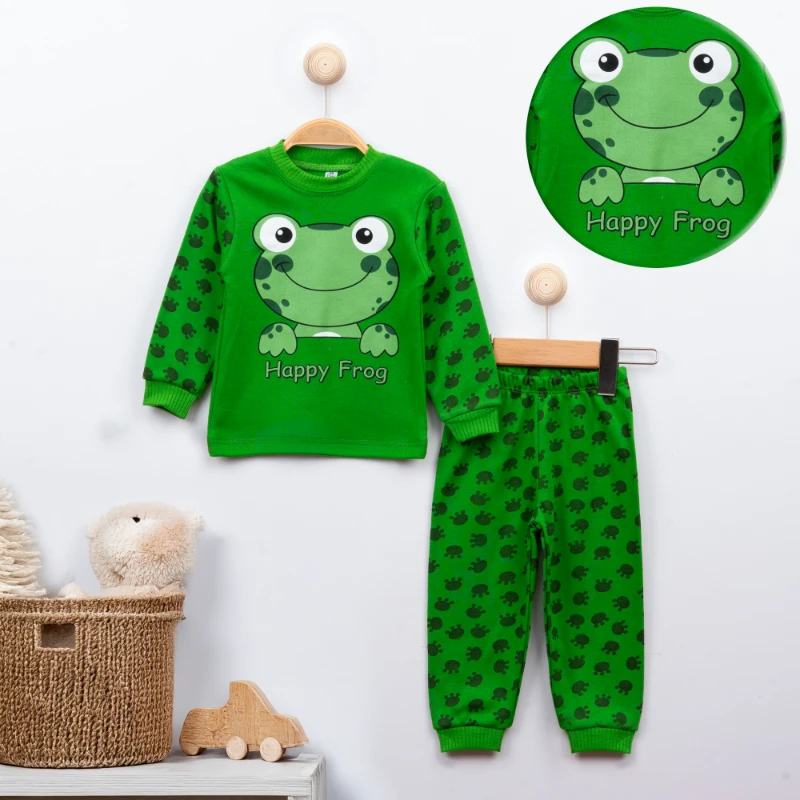 Happy Frog Kurbağa Baskılı 2’li Bebek Pijama Takım