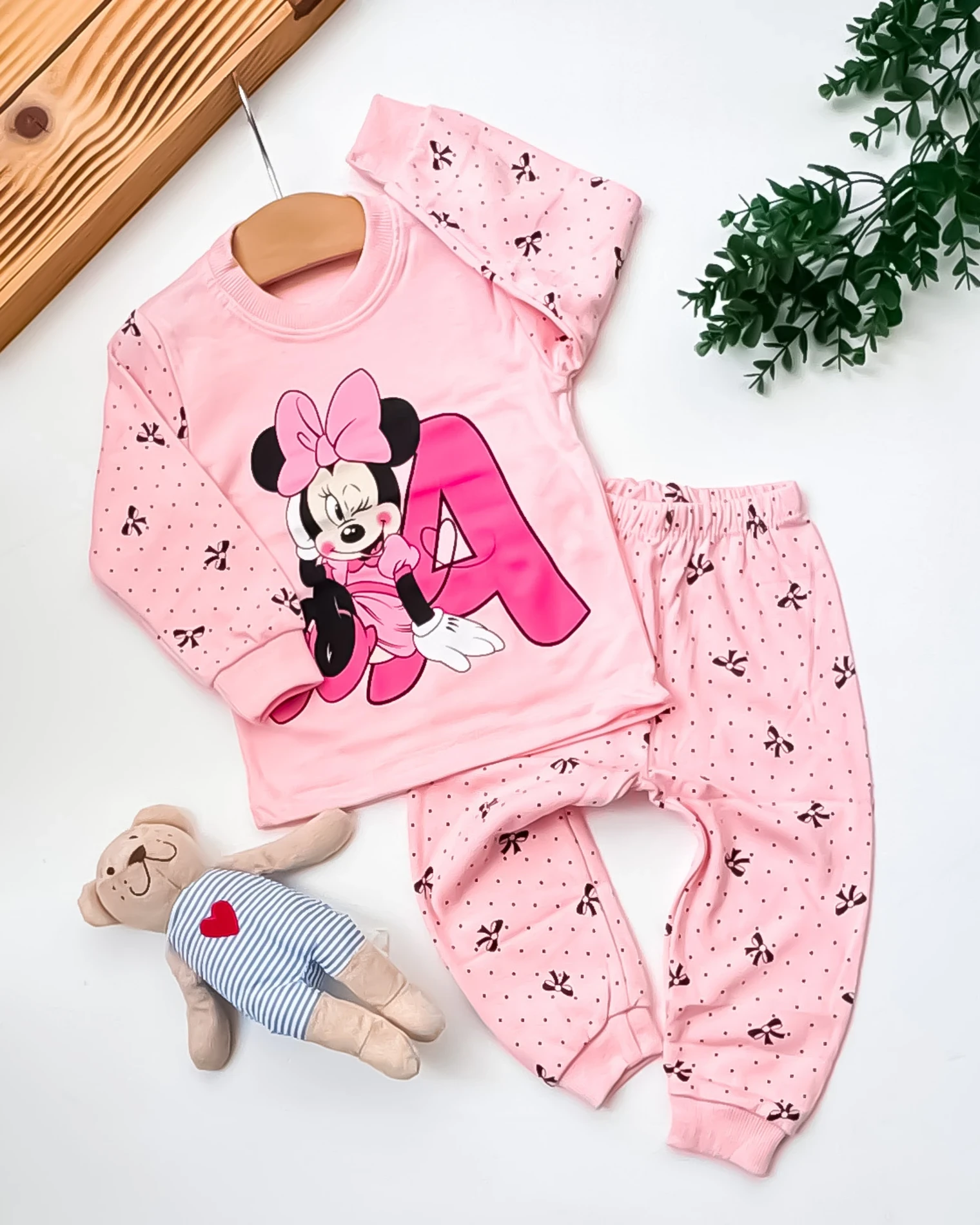 Süpermini Harfli Minie Baskılı 2’li Bebek Pijama Takımı