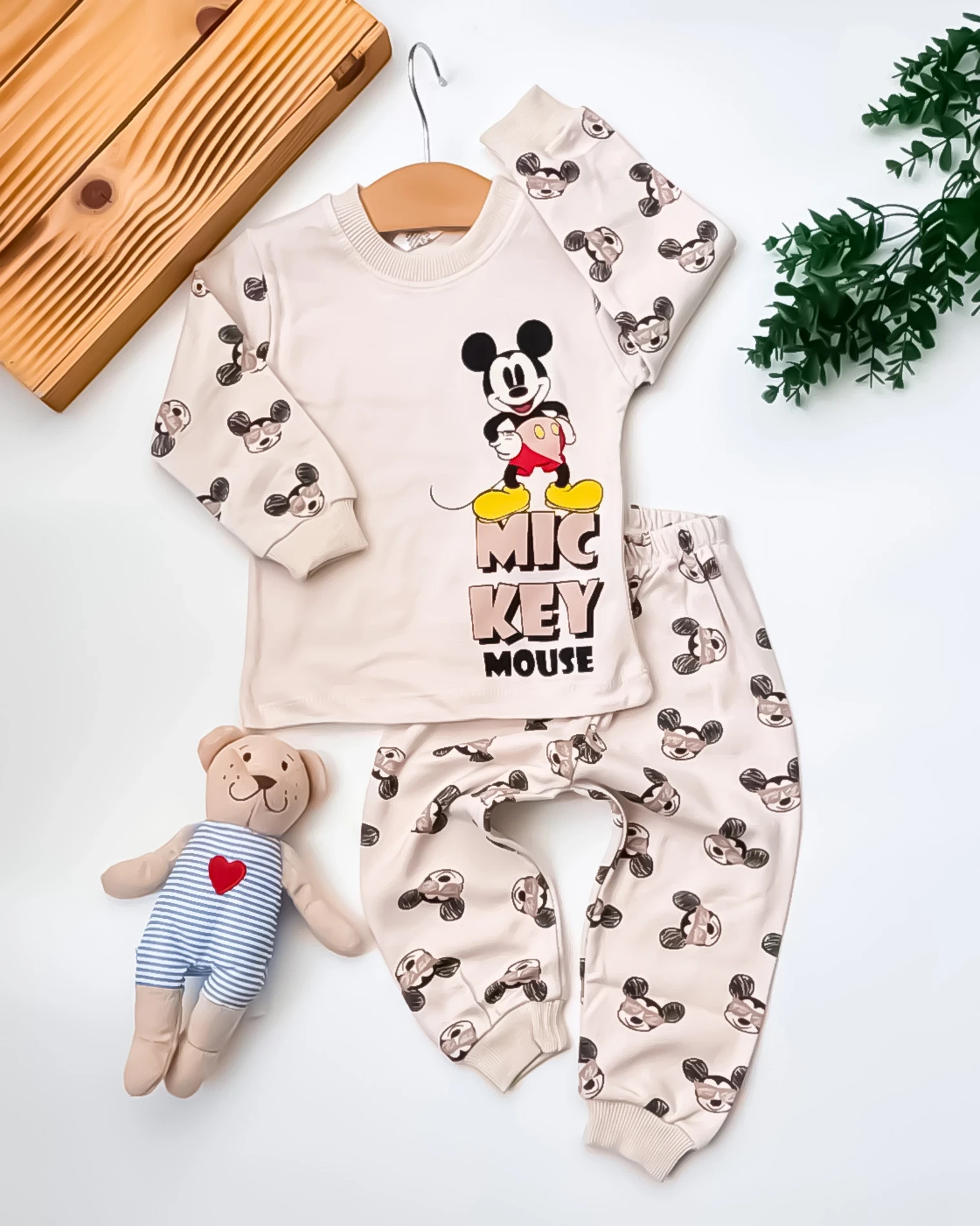 Süpermini Miki Baskılı 2’li Bebek Pijama Takımı