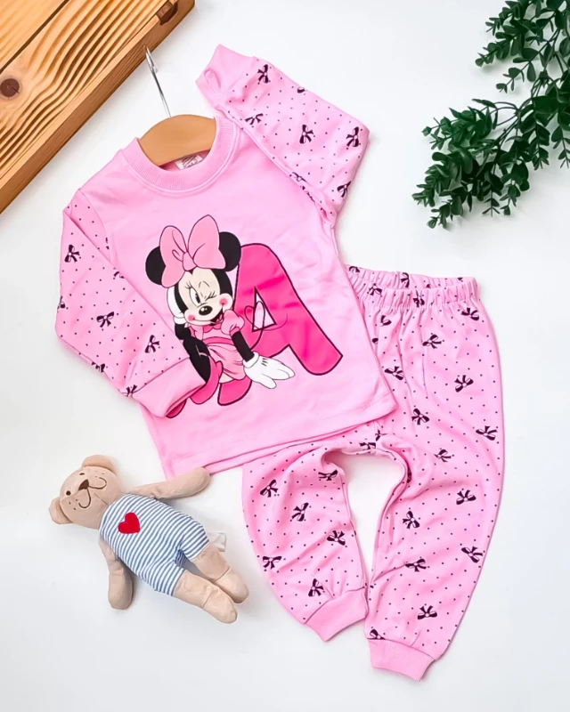 Süpermini Harfli Minie Baskılı 2’li Bebek Pijama Takımı