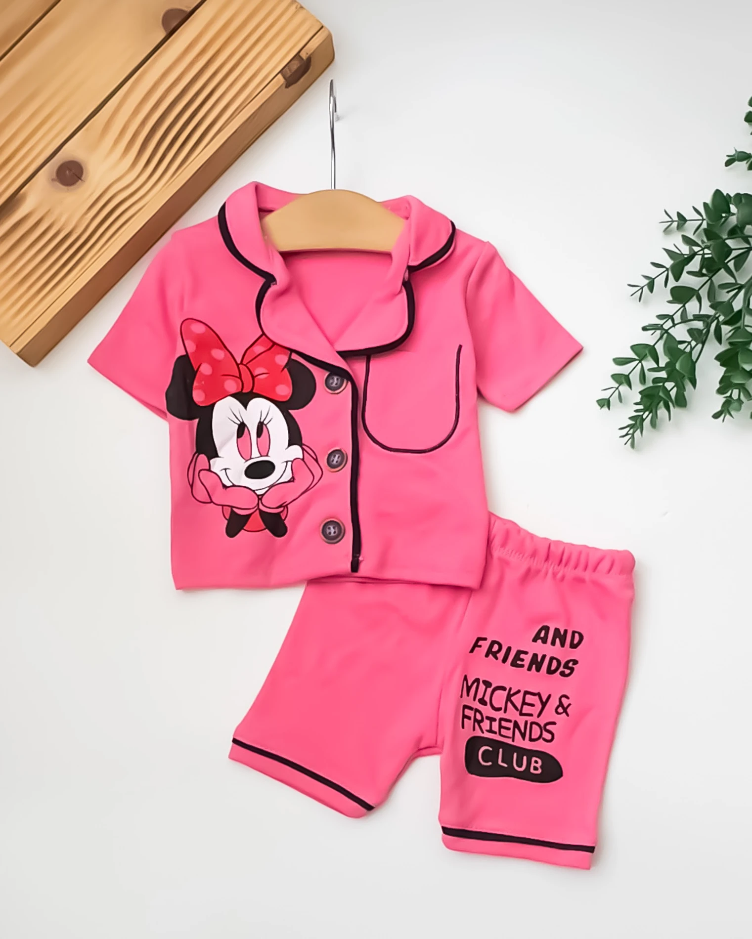 Cuscino Yazlık Minie Baskılı 2’li Bebek Pijama Takım