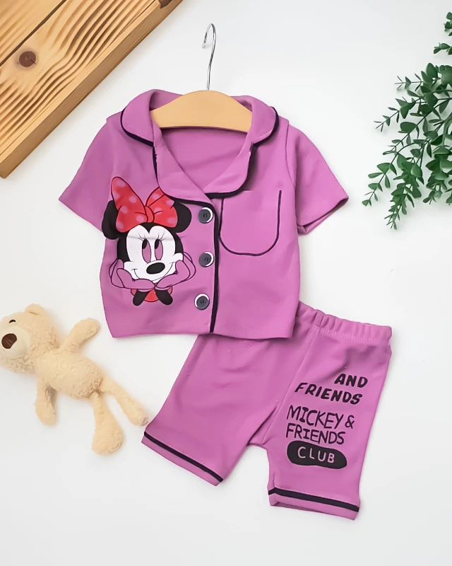 Cuscino Yazlık Minie Baskılı 2’li Bebek Pijama Takım