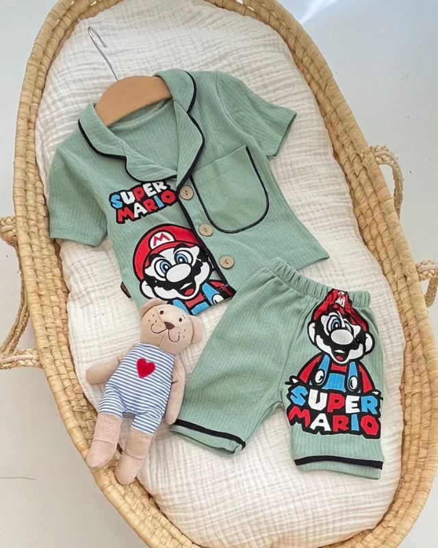 Cuscino Yazlık Super Mario Baskılı 2’li Pijama Takımı