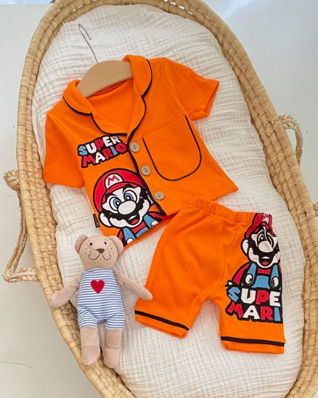 Cuscino Yazlık Super Mario Baskılı 2’li Pijama Takımı