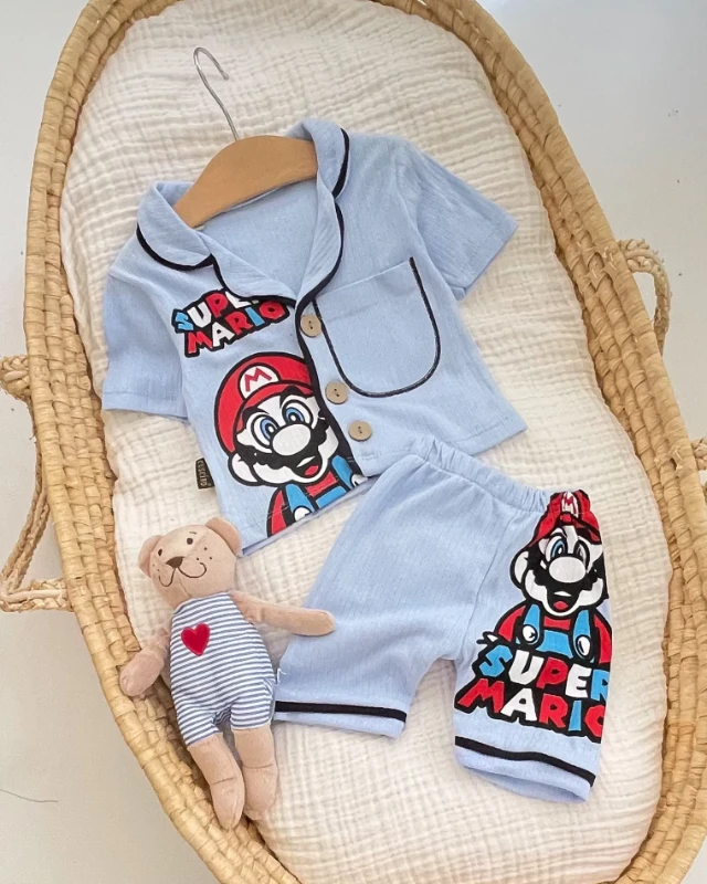 Cuscino Yazlık Super Mario Baskılı 2’li Pijama Takımı