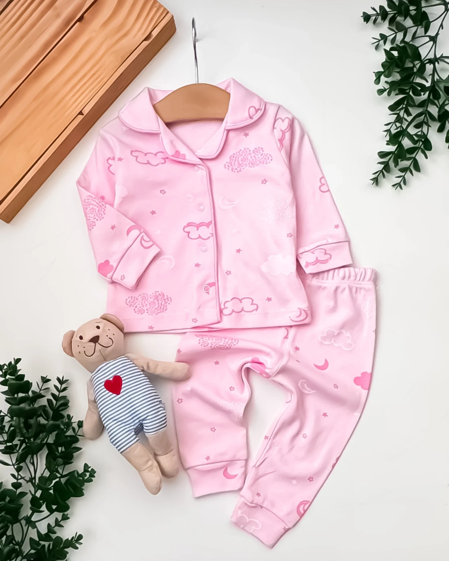 Babycan Bulut Baskılı Lüx Bebek Pijama Takım