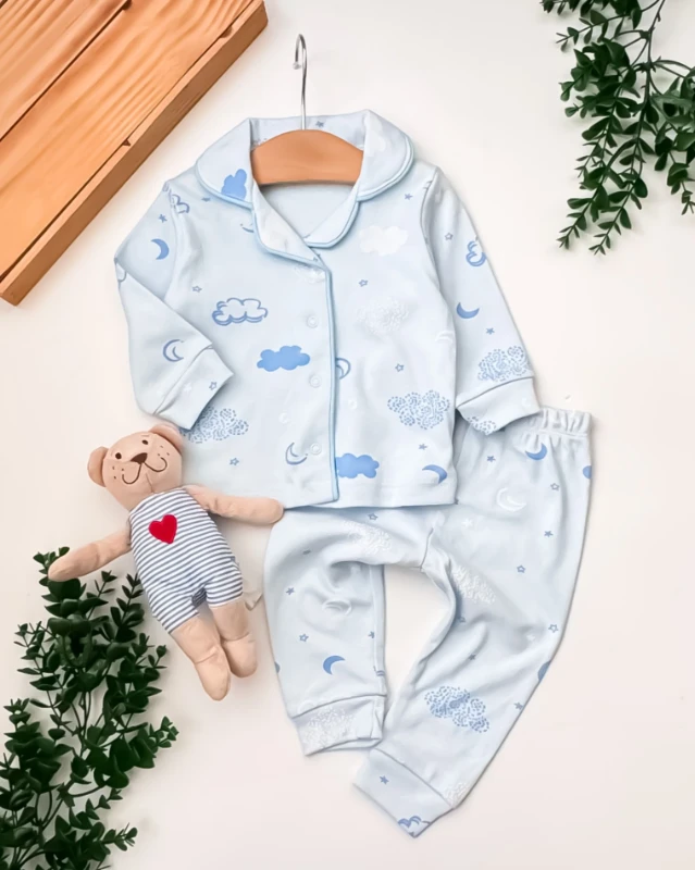 Babycan Bulut Baskılı Lüx Bebek Pijama Takım