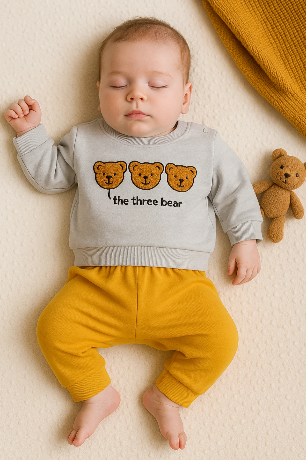 Benzer 3 Ayıcık Nakışlı 2’li Bebek Takım
